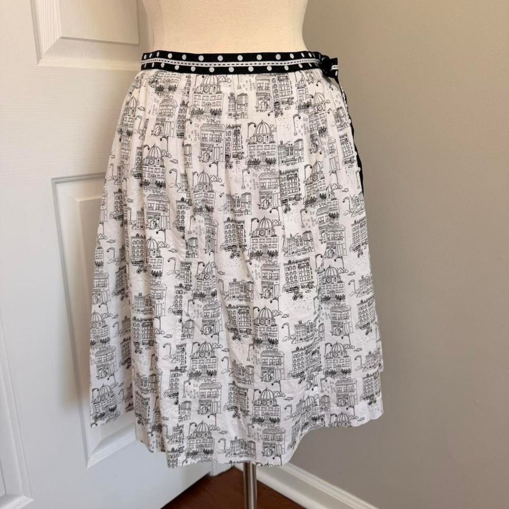 Y2K BLACK AND WHITE‎ WILLI SMITH CITY SCAPE MIDI SKIRT